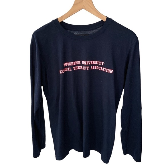 Gildan Duquesne University Physical Therapy Crew Neck Long Sleeve Shirt Navy - Picture 1 of 5